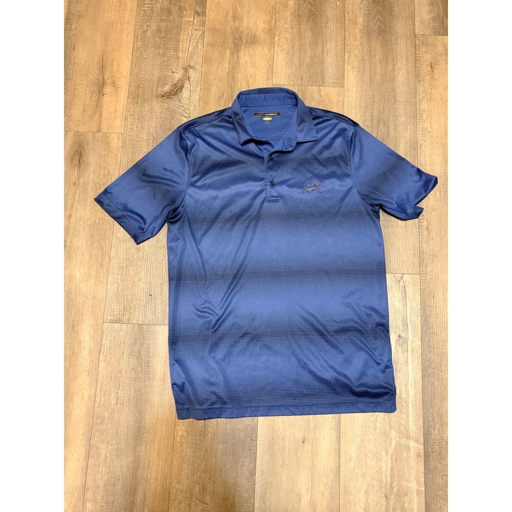 Greg Norman Play Dry Blue Micro Dot Golf Polo Shirt Mens Medium Short Sleeve